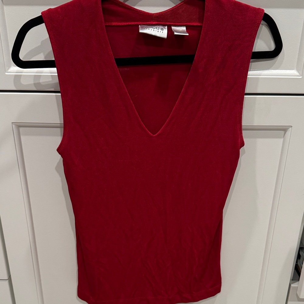 Chico's Red Sleeveless V-Neck Top